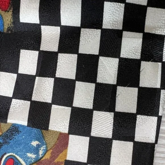 Disney‎ Silk Neck Tie Checkered Mickey Donald Goofy Altlas Design Sweden - Picture 3 of 6